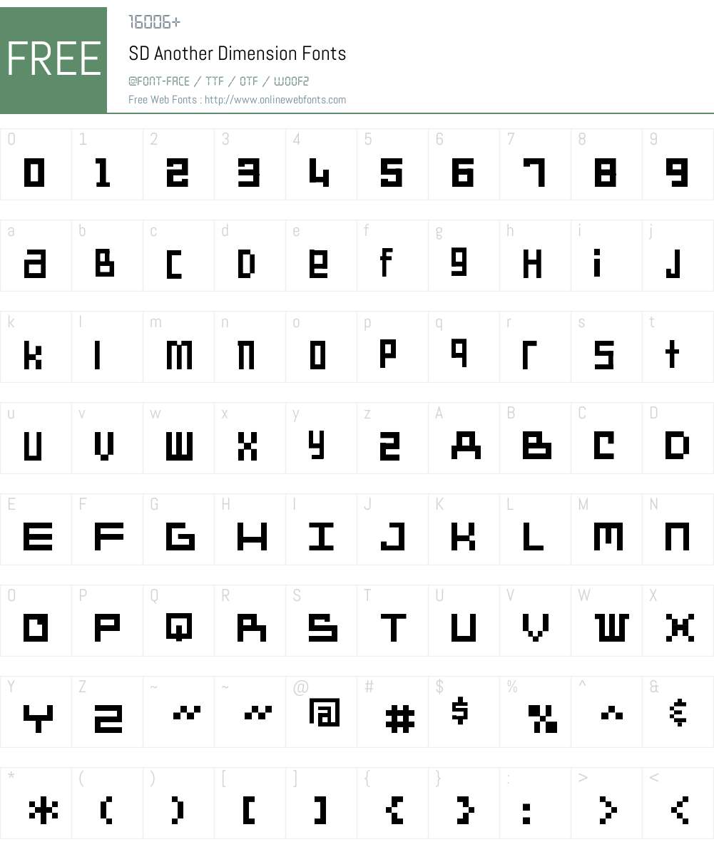 SD Another Dimension Font Screenshots