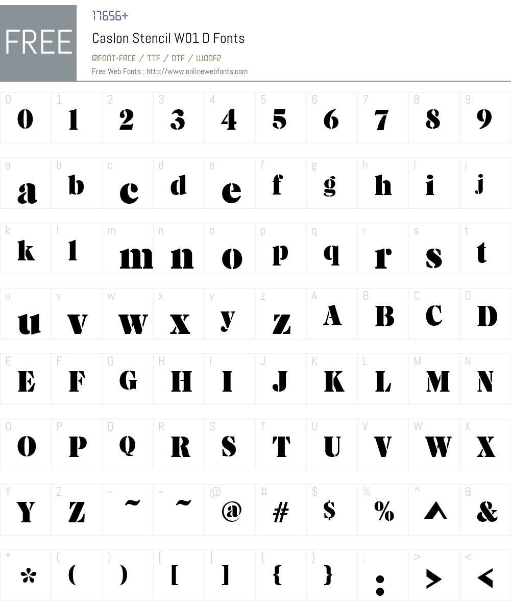 CaslonStencilW01-D Font Screenshots