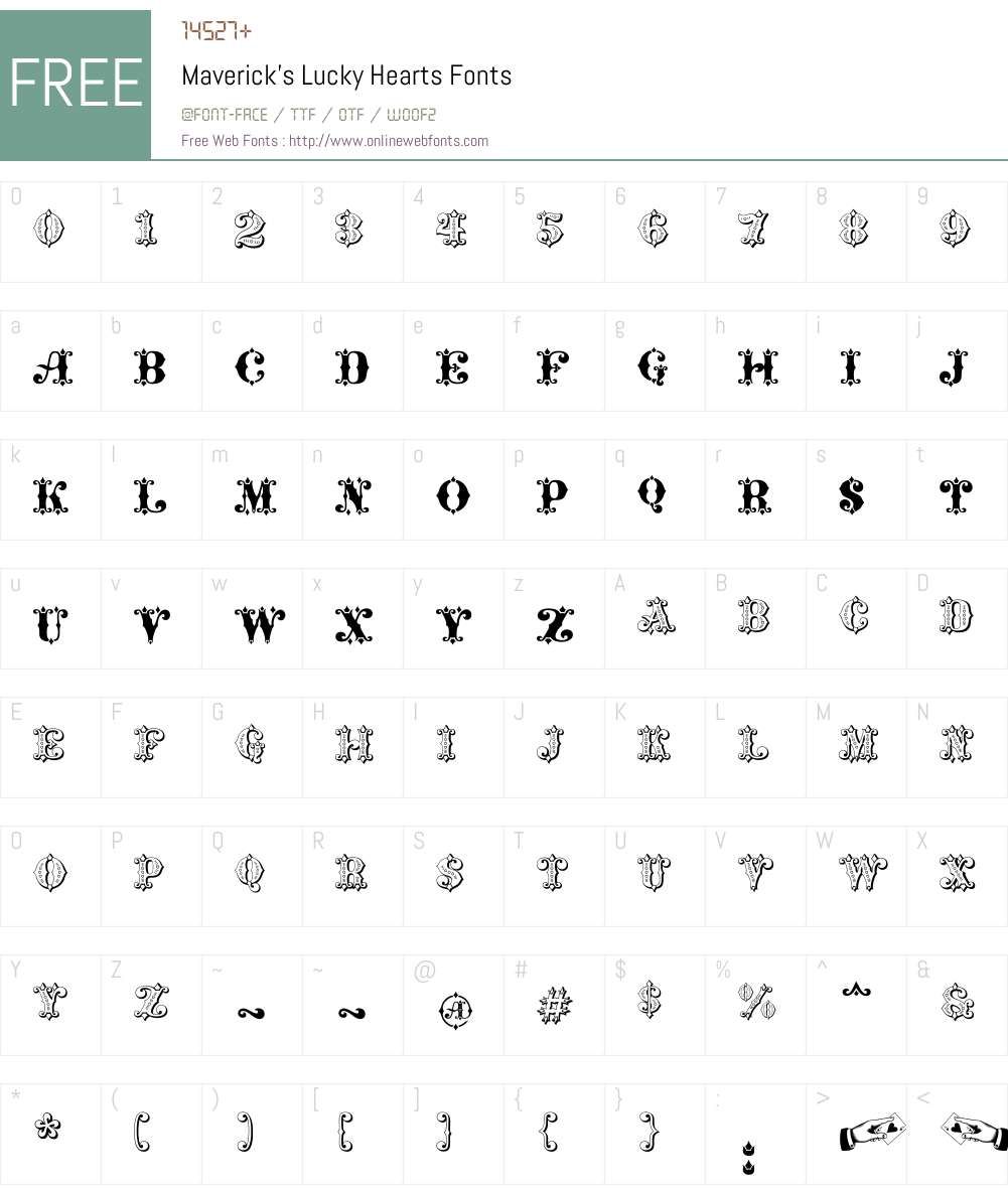 Maverick's Lucky Hearts Font Screenshots