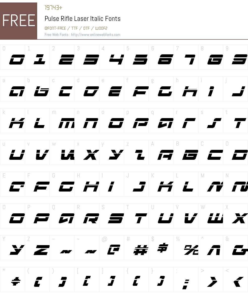 Pulse Rifle Laser Italic Font Screenshots