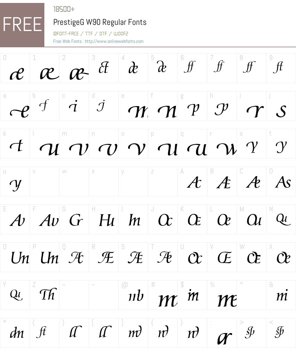 PrestigeGW90-Regular Font Screenshots