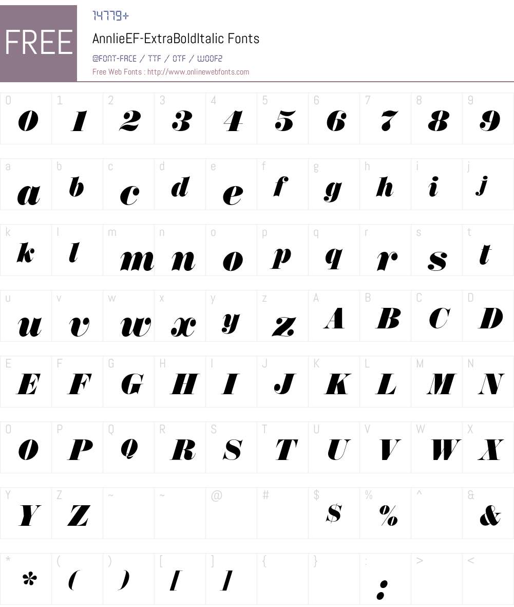AnnlieEF-ExtraBoldItalic Font Screenshots