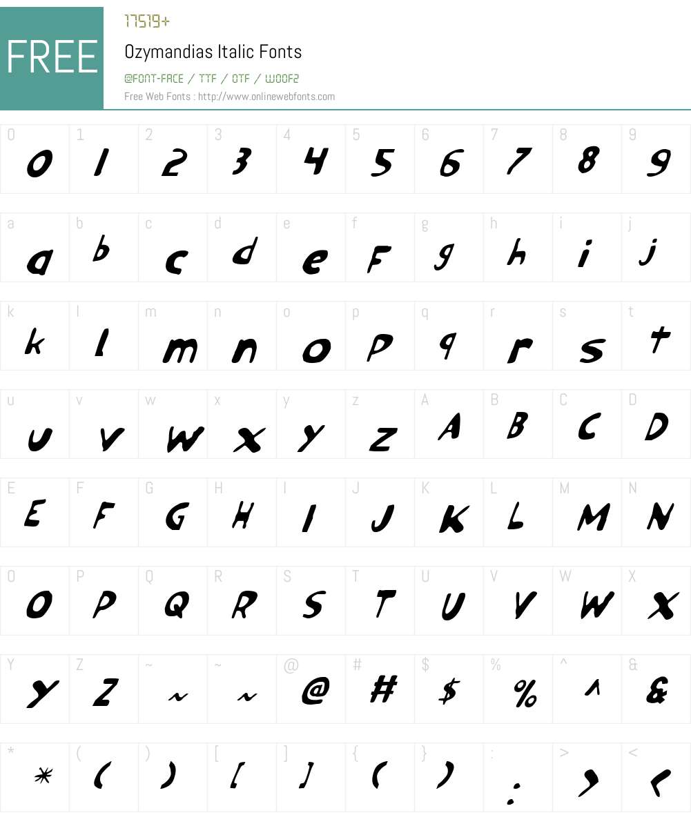 Ozymandias Italic Font Screenshots