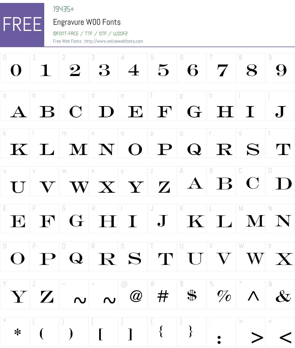 EngravureW00 Font Screenshots