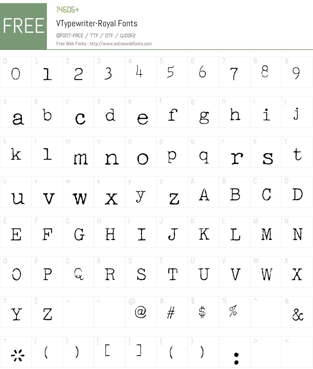 VTypewriter Font Screenshots