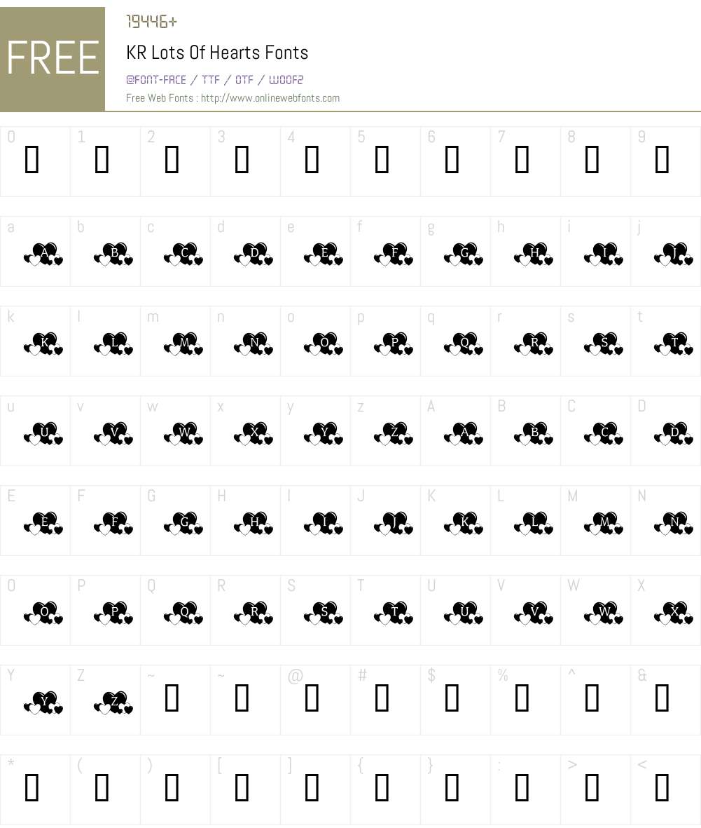 KR Lots Of Hearts Font Screenshots