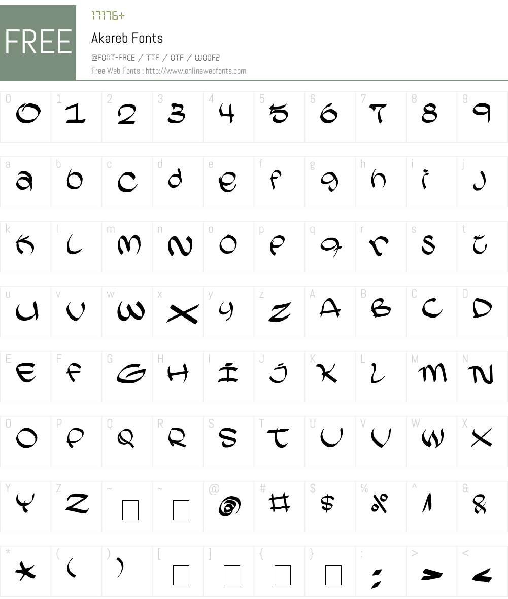 Akareb Font Screenshots
