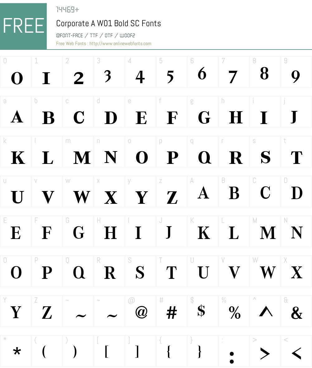 CorporateAW01-BoldSC Font Screenshots