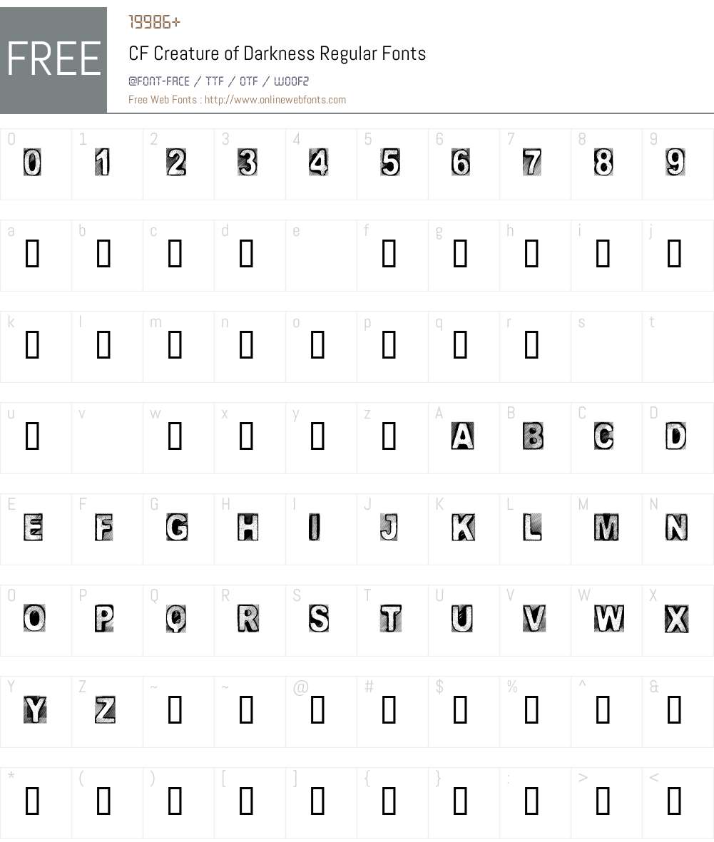 CF Creature of Darkness Font Screenshots