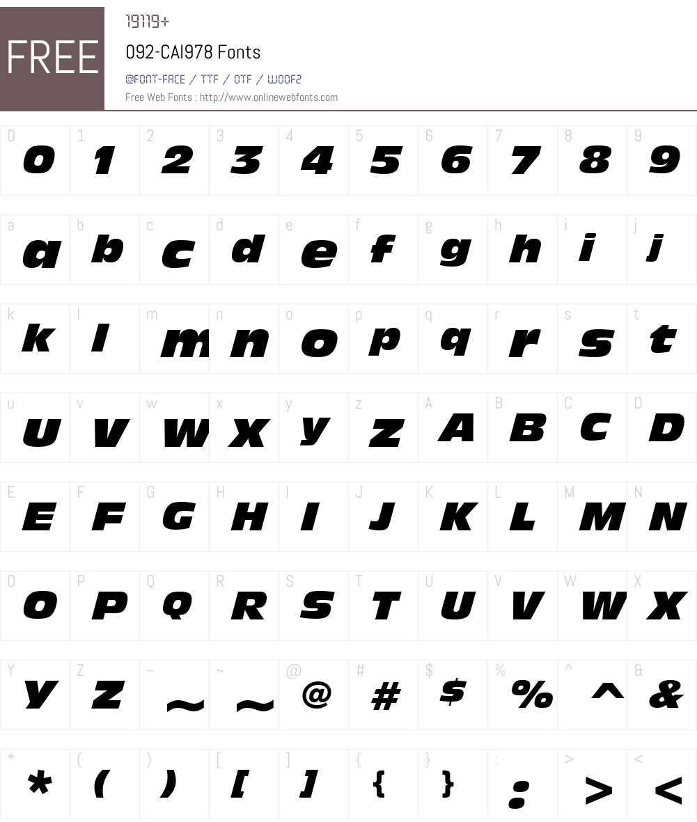 092-CAI978 Font Screenshots