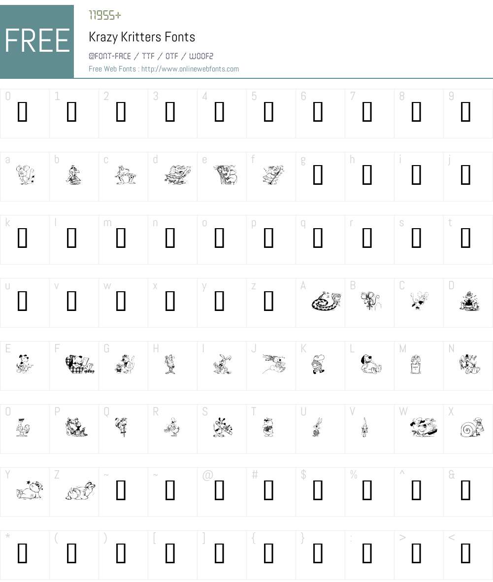 Krazy Kritters Font Screenshots