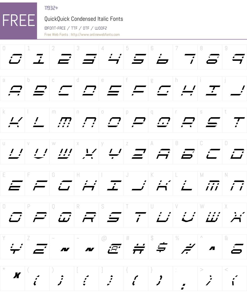 QuickQuick Condensed Italic Font Screenshots