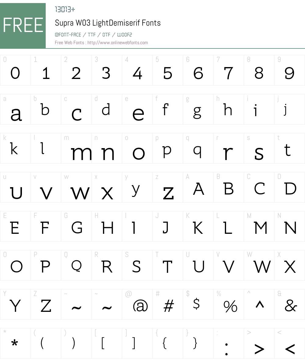 Supra Demiserif Font Screenshots