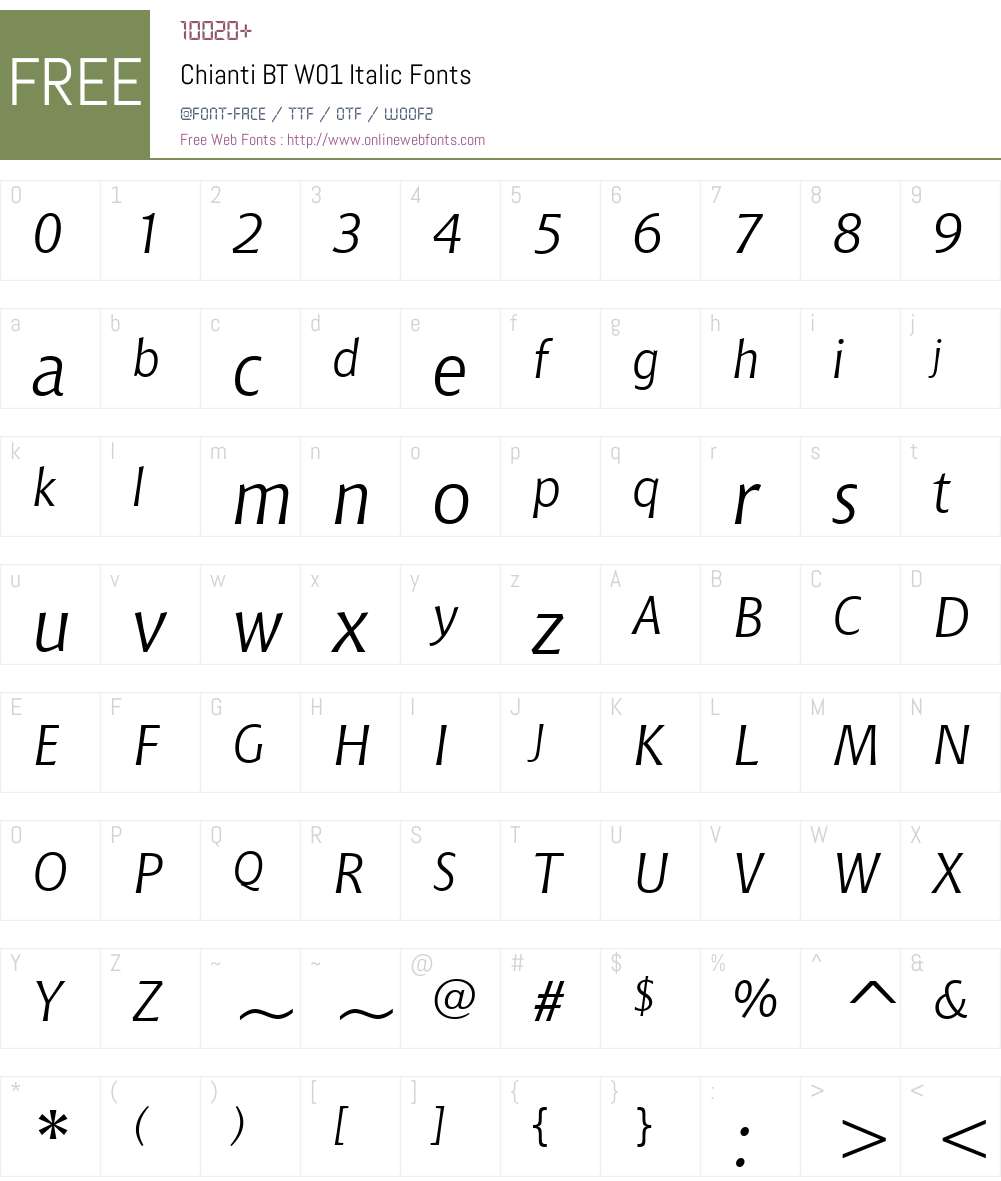 ChiantiBTW01-Italic Font Screenshots