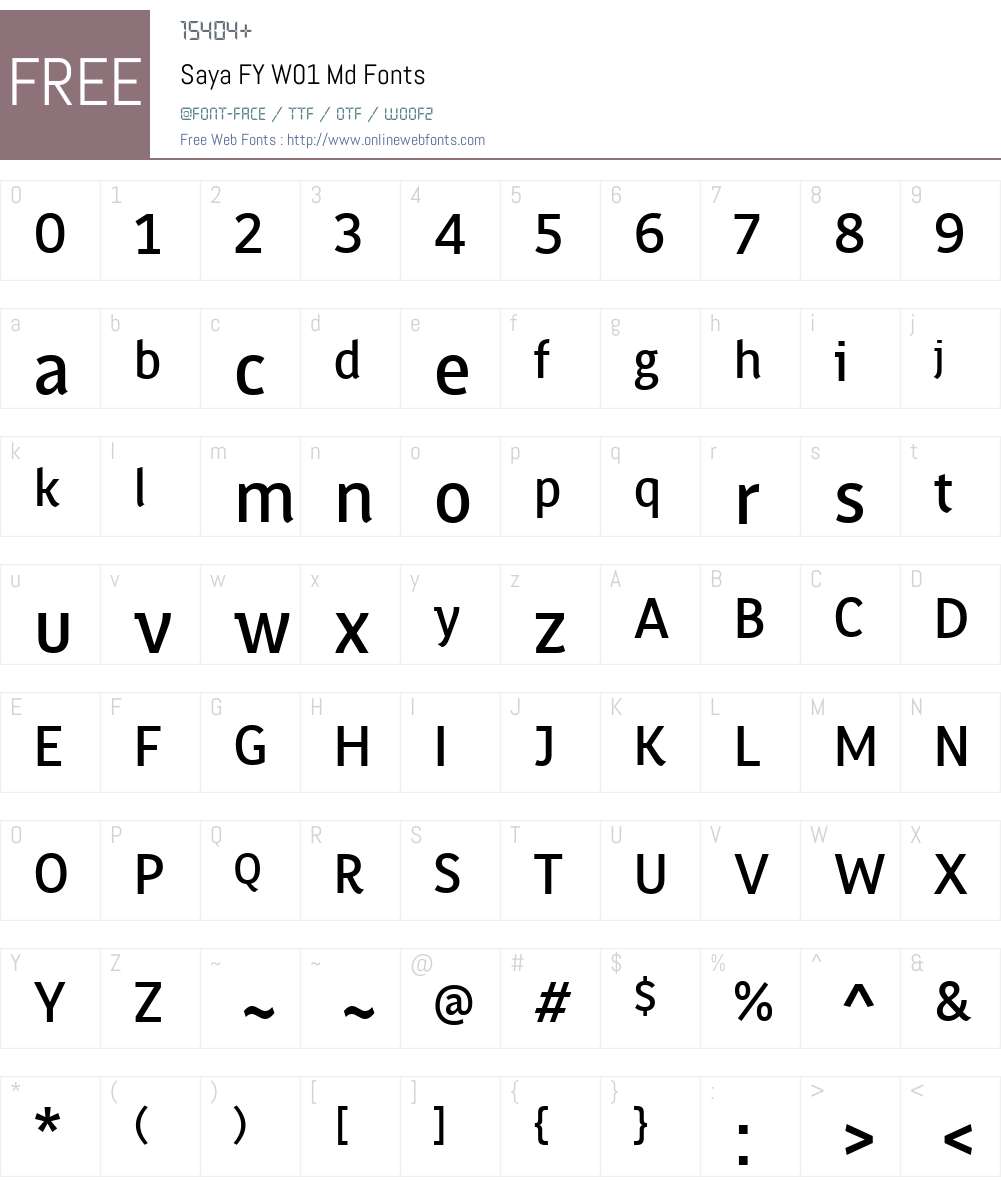 SayaFYW01-Md Font Screenshots
