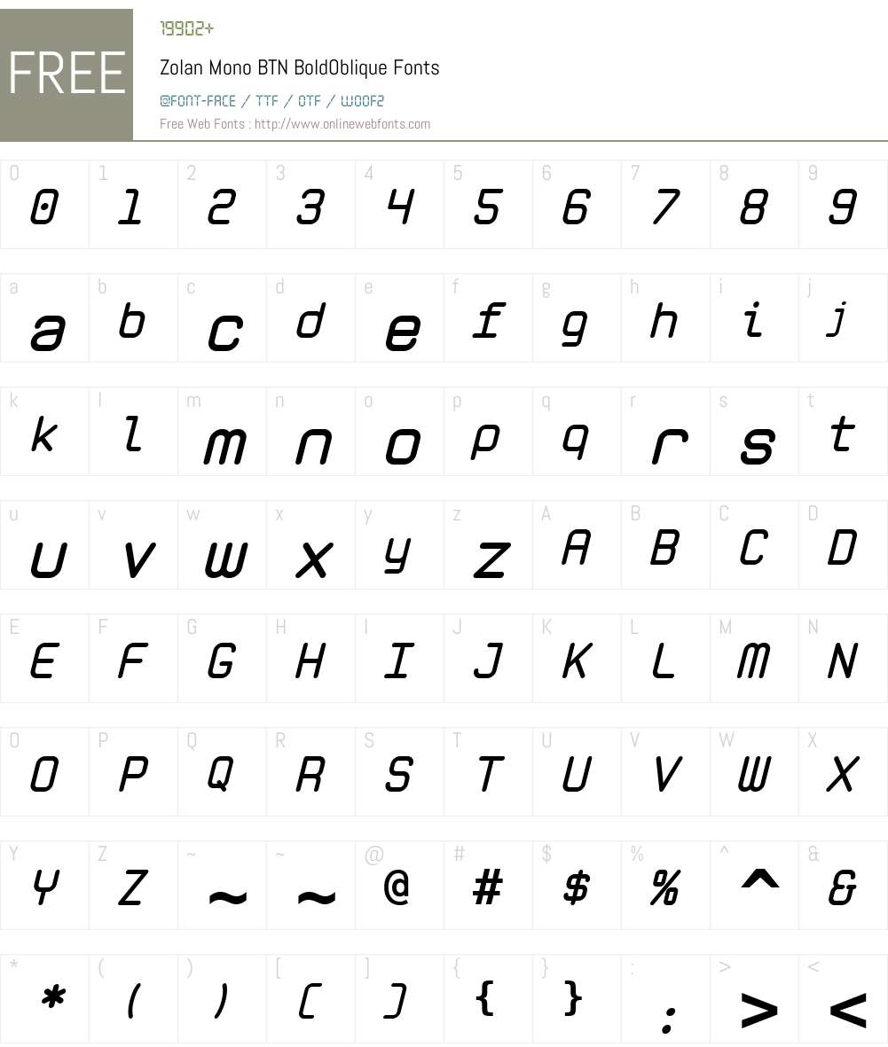 Zolan Mono BTN Font Screenshots