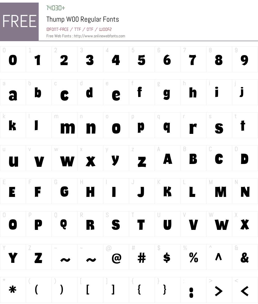 ThumpW00-Regular Font Screenshots