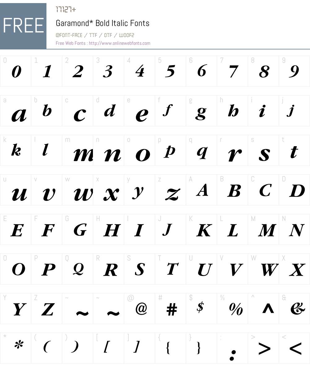 Garamond ITC BQ Font Screenshots