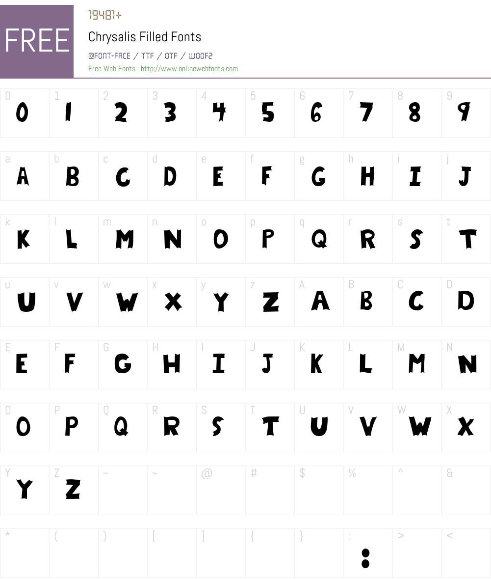Chrysalis Filled Font Screenshots
