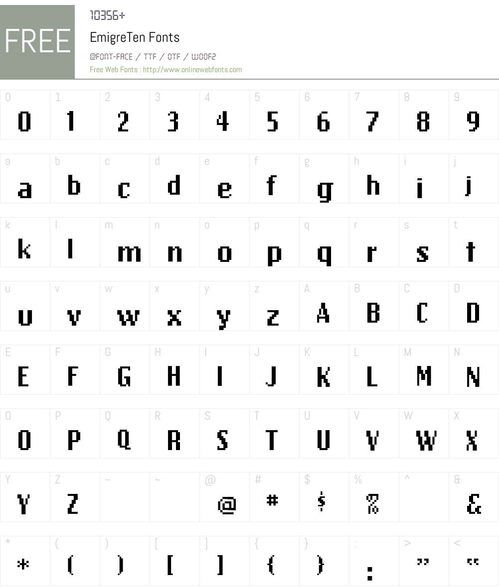 EmigreTen Font Screenshots