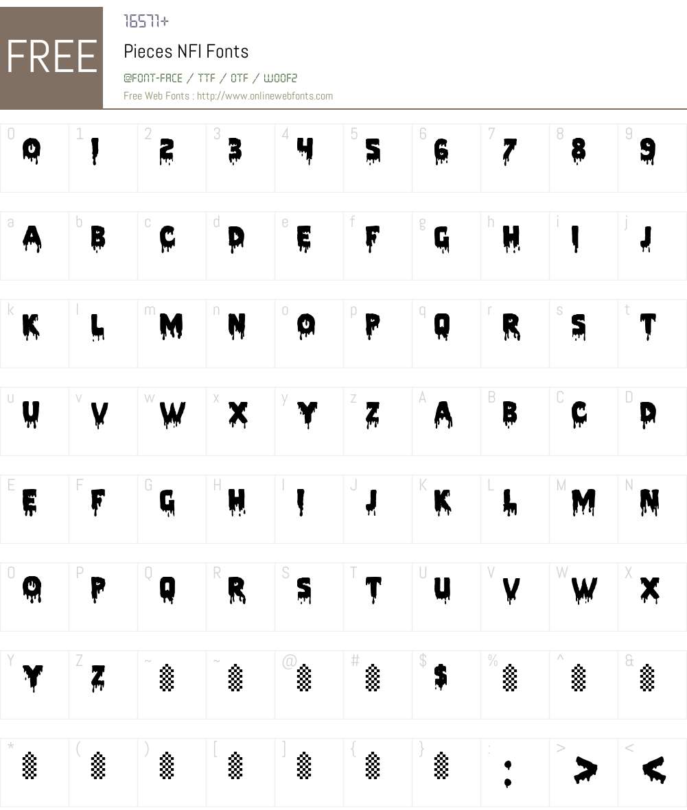 Pieces NFI Font Screenshots