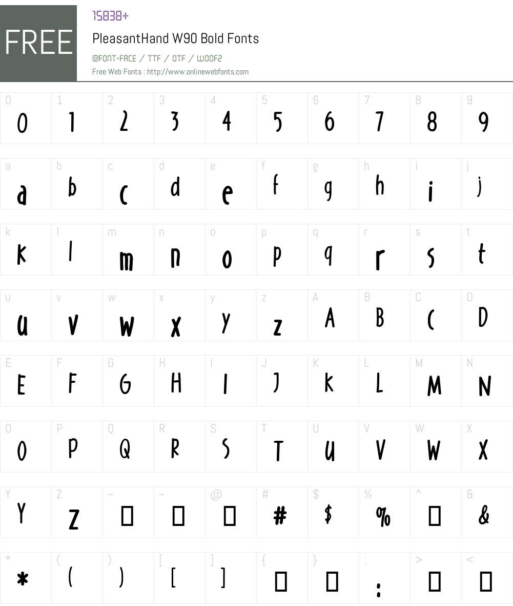 PleasantHand Font Screenshots