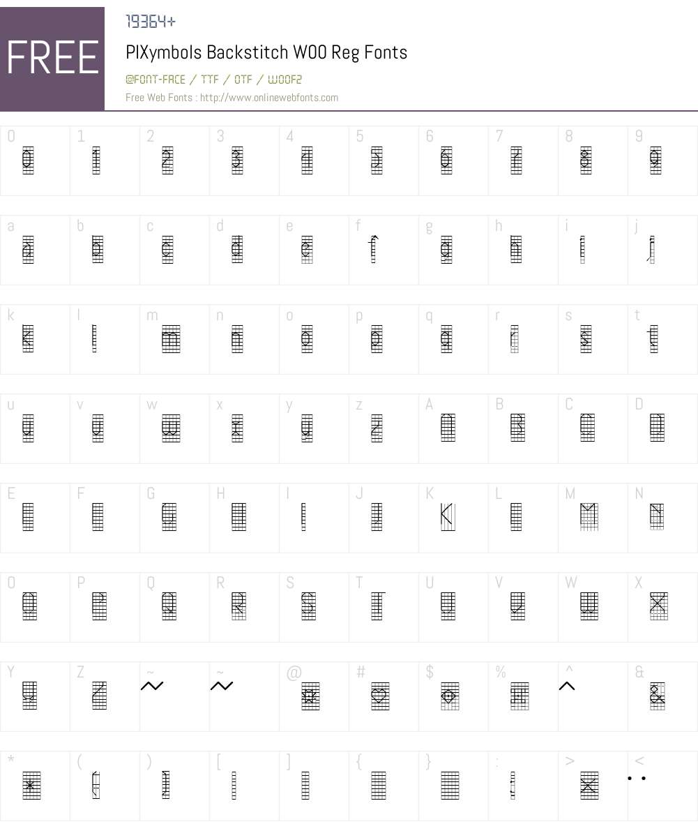 PIXymbolsBackstitchW00-Reg Font Screenshots