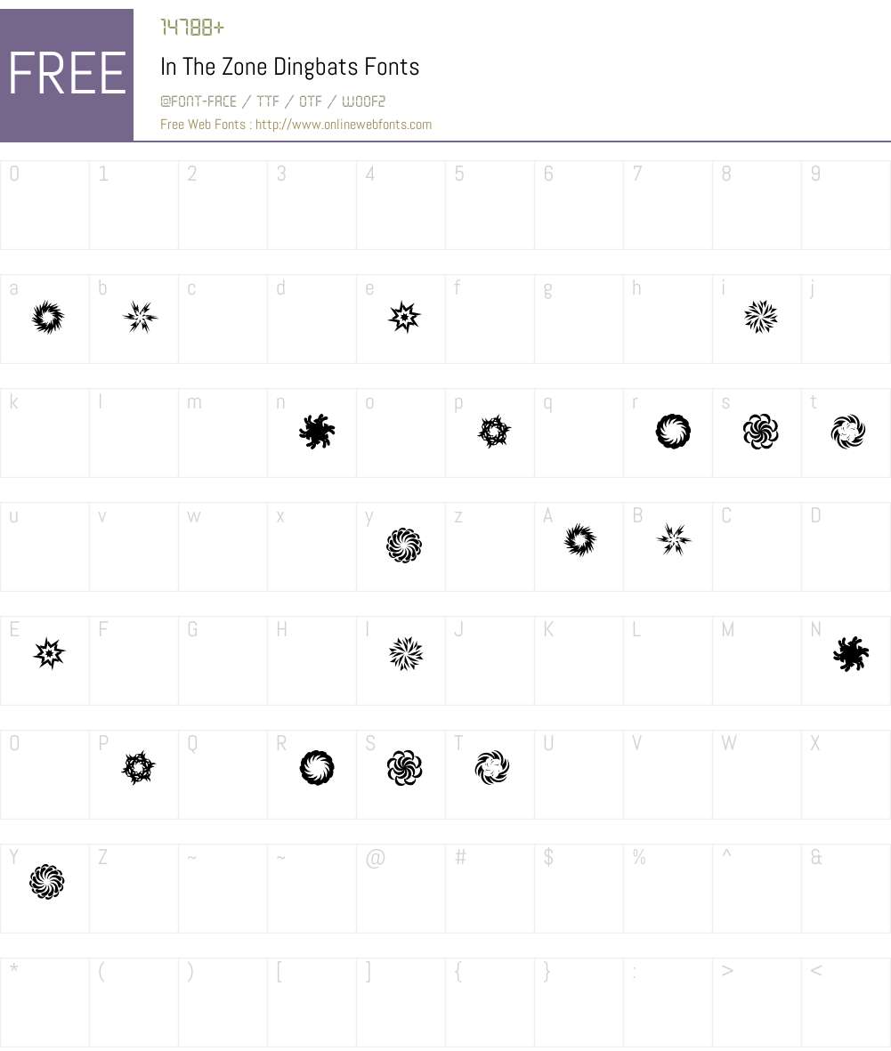 In The Zone Dingbats Font Screenshots