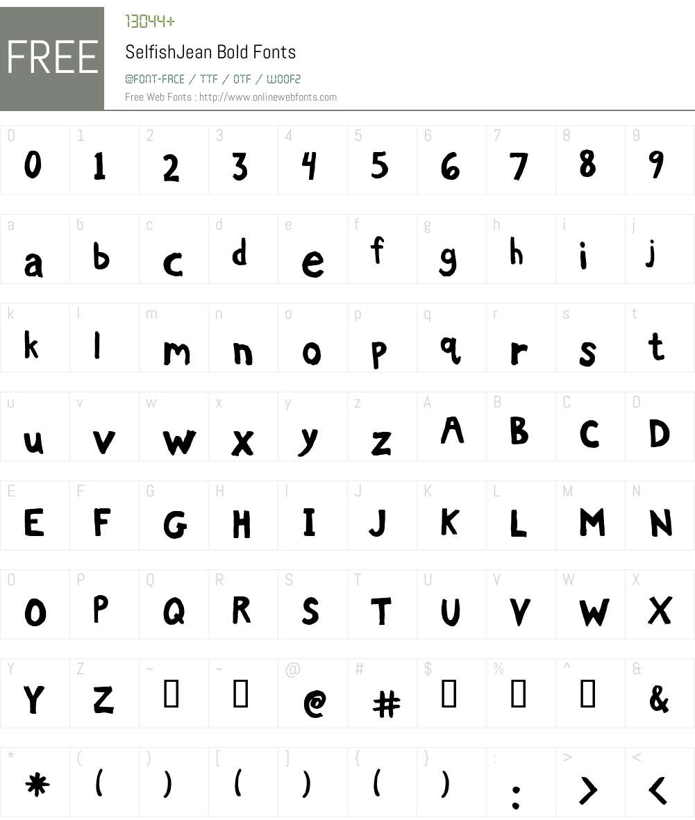 SelfishJean Font Screenshots