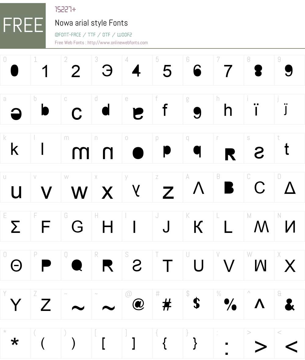 Nowa arial style Font Screenshots