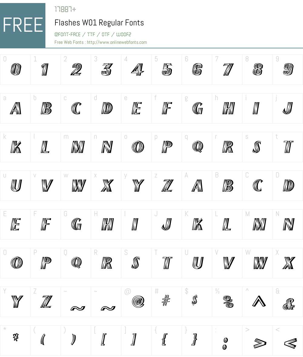 FlashesW01-Regular Font Screenshots