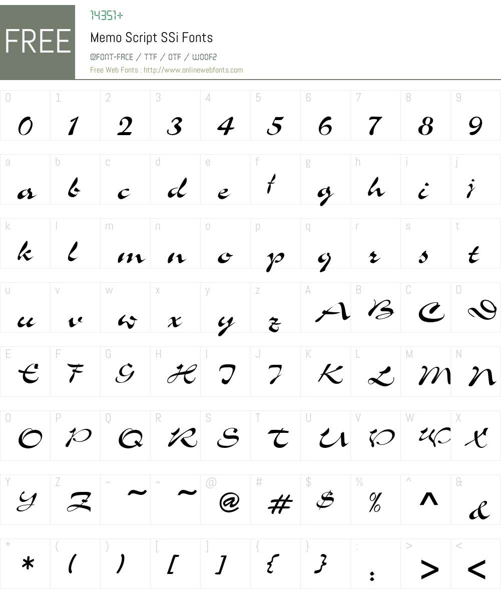 Memo Script SSi Font Screenshots
