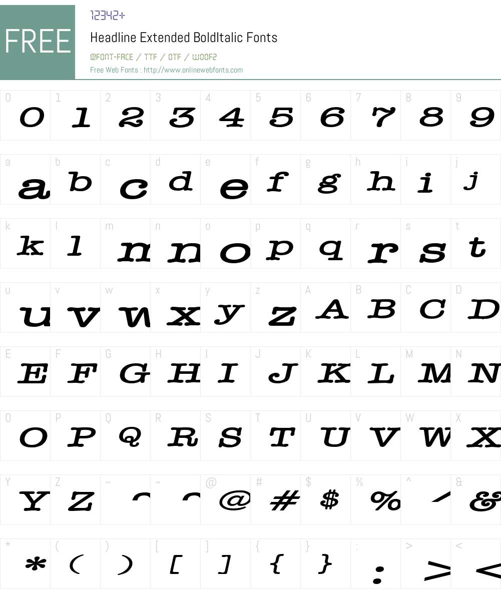 Headline Extended Font Screenshots