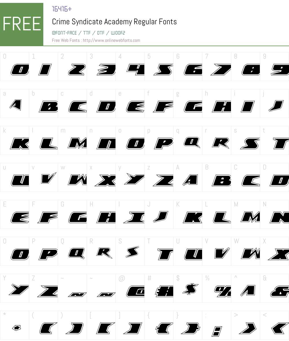 Crime Syndicate Academy Font Screenshots