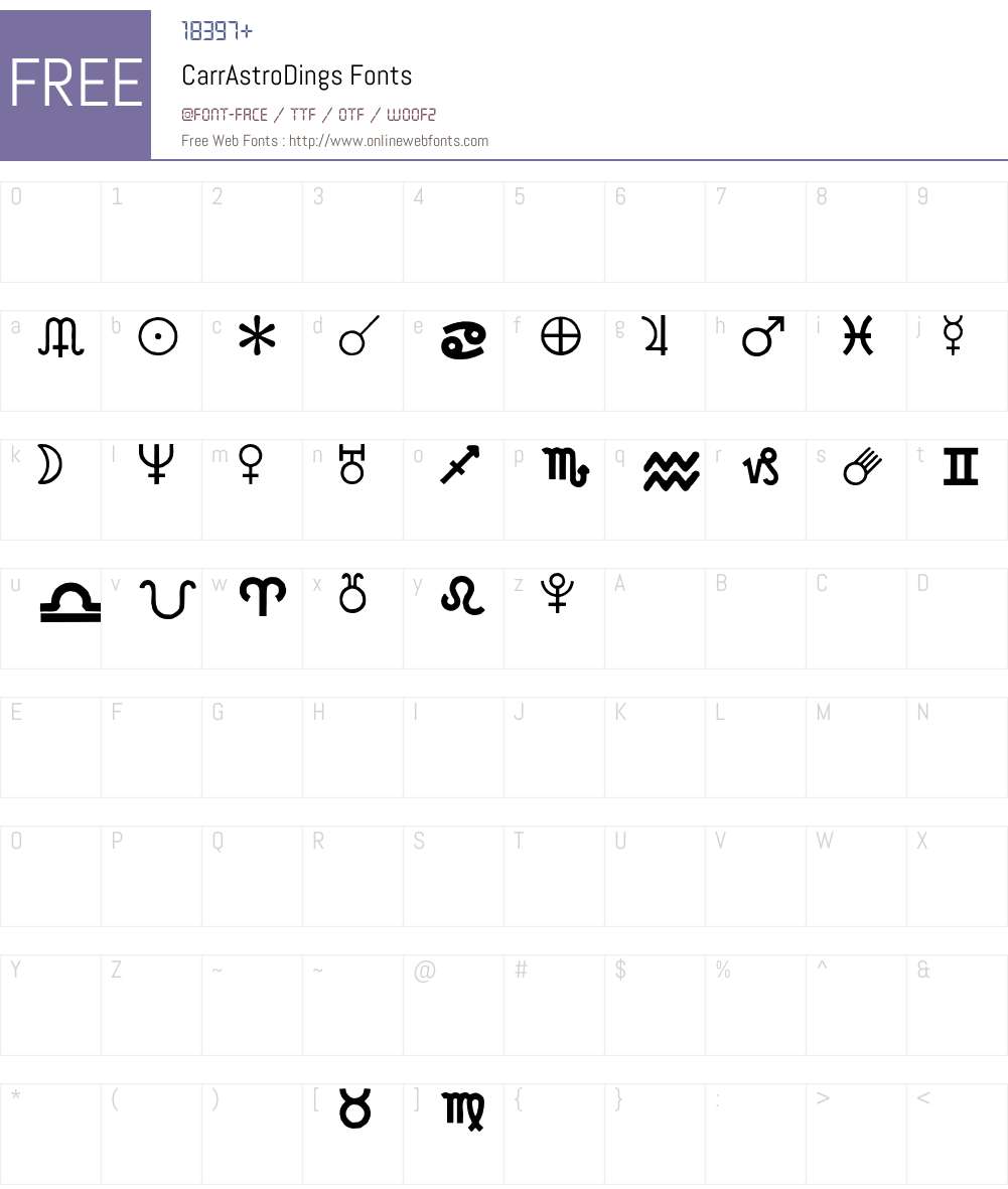 CarrAstroDings Font Screenshots