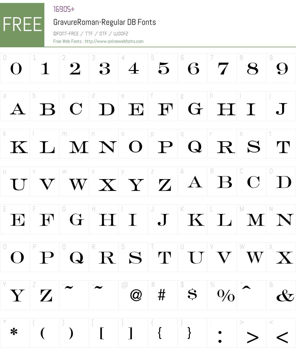GravureRoman DB Font Screenshots