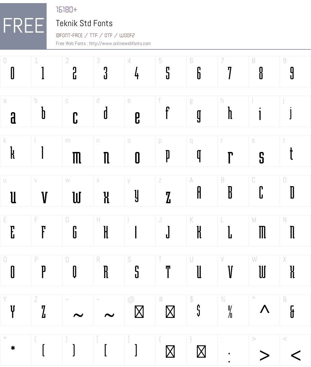 Teknik Std Font Screenshots