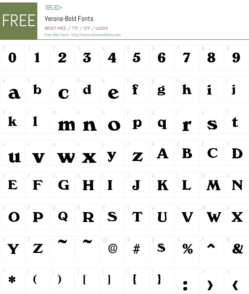 Verona-Bold Font Screenshots