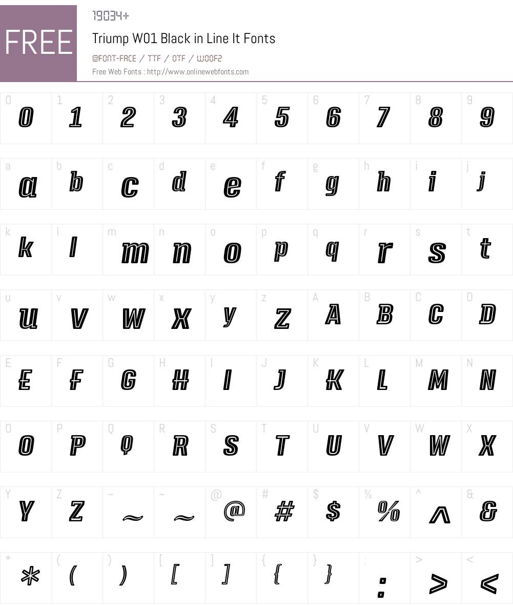 TriumpW01-BlackinLineItalic Font Screenshots