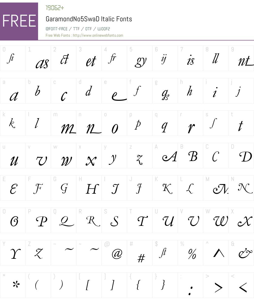 GaramondNo5SwaD Font Screenshots