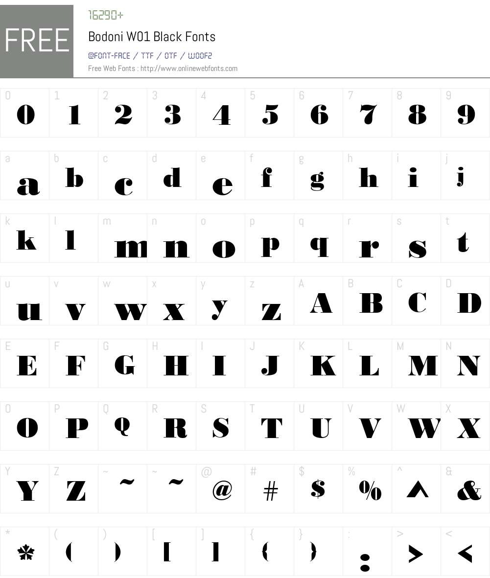 BodoniW01-Black Font Screenshots