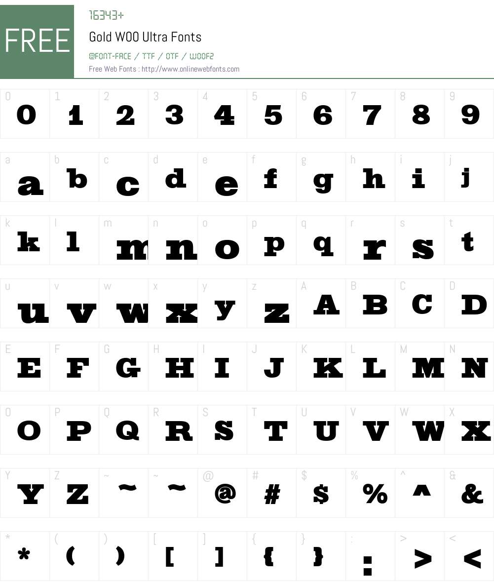 GoldW00-Ultra Font Screenshots