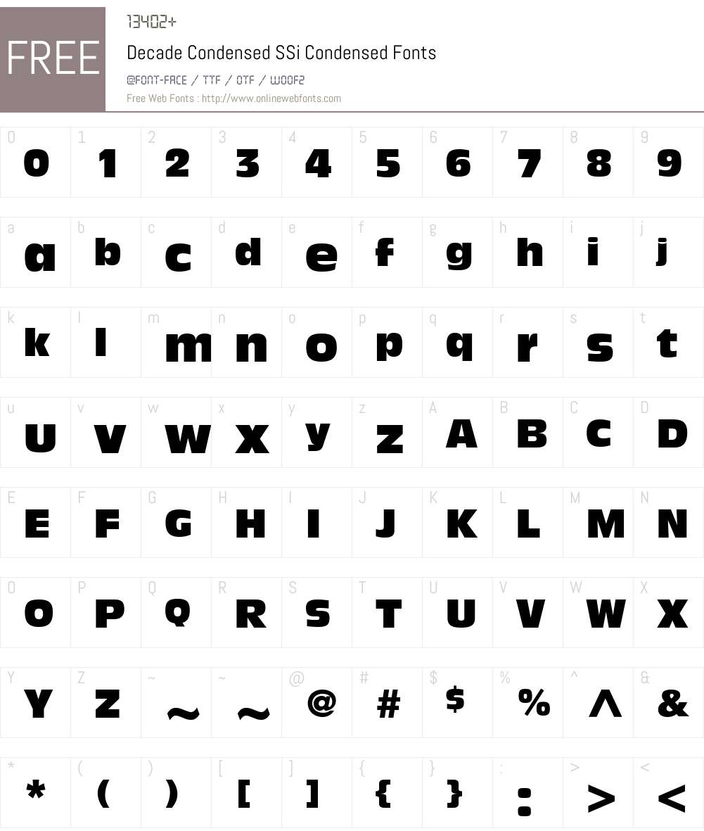 Decade Condensed SSi Font Screenshots