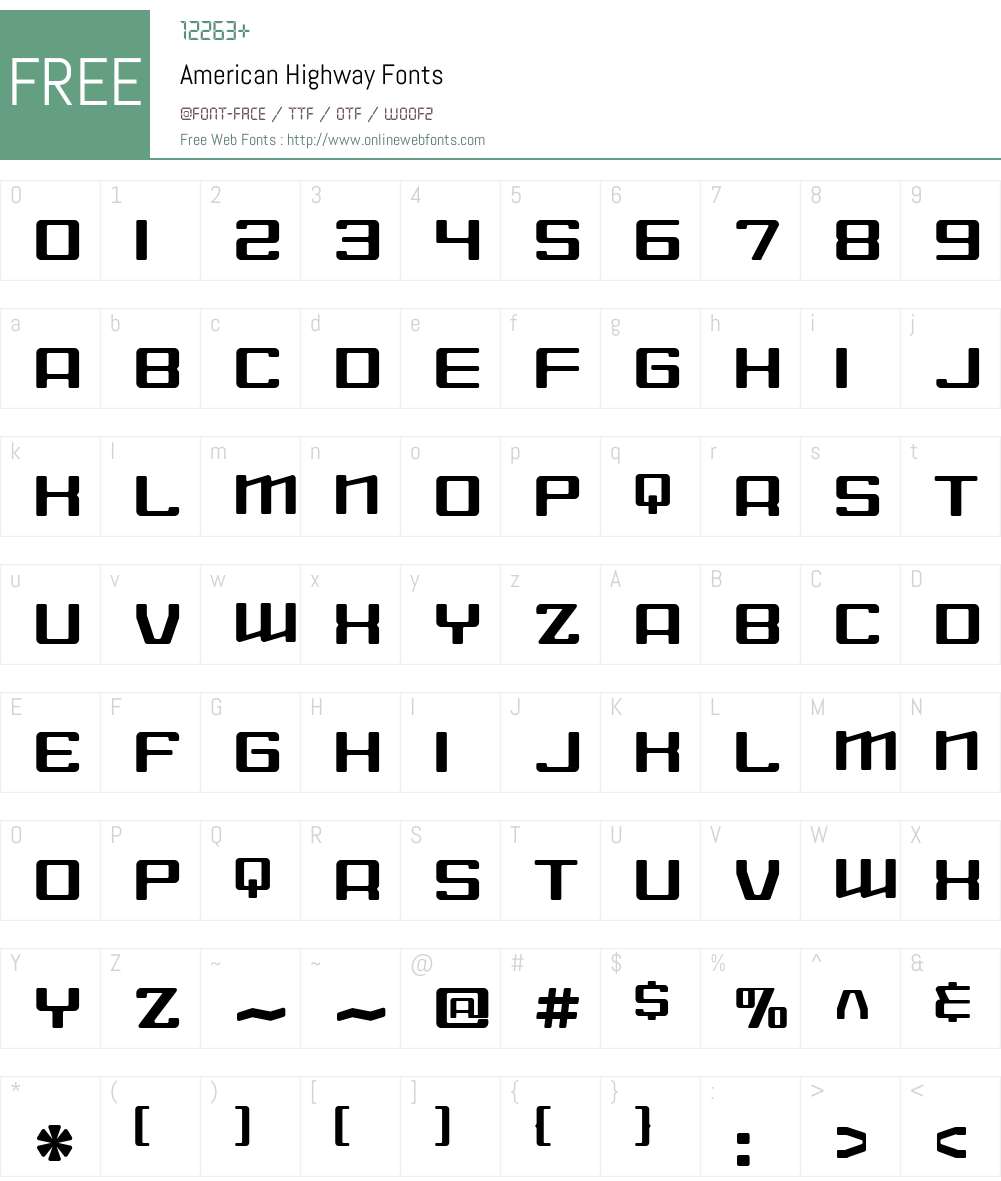 American Highway Font Screenshots