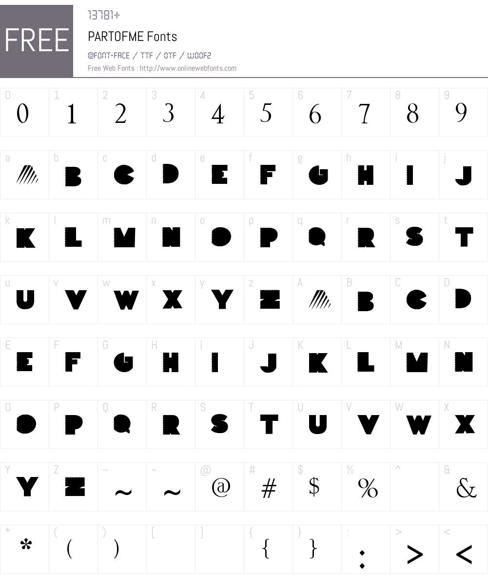 PARTOFME Font Screenshots
