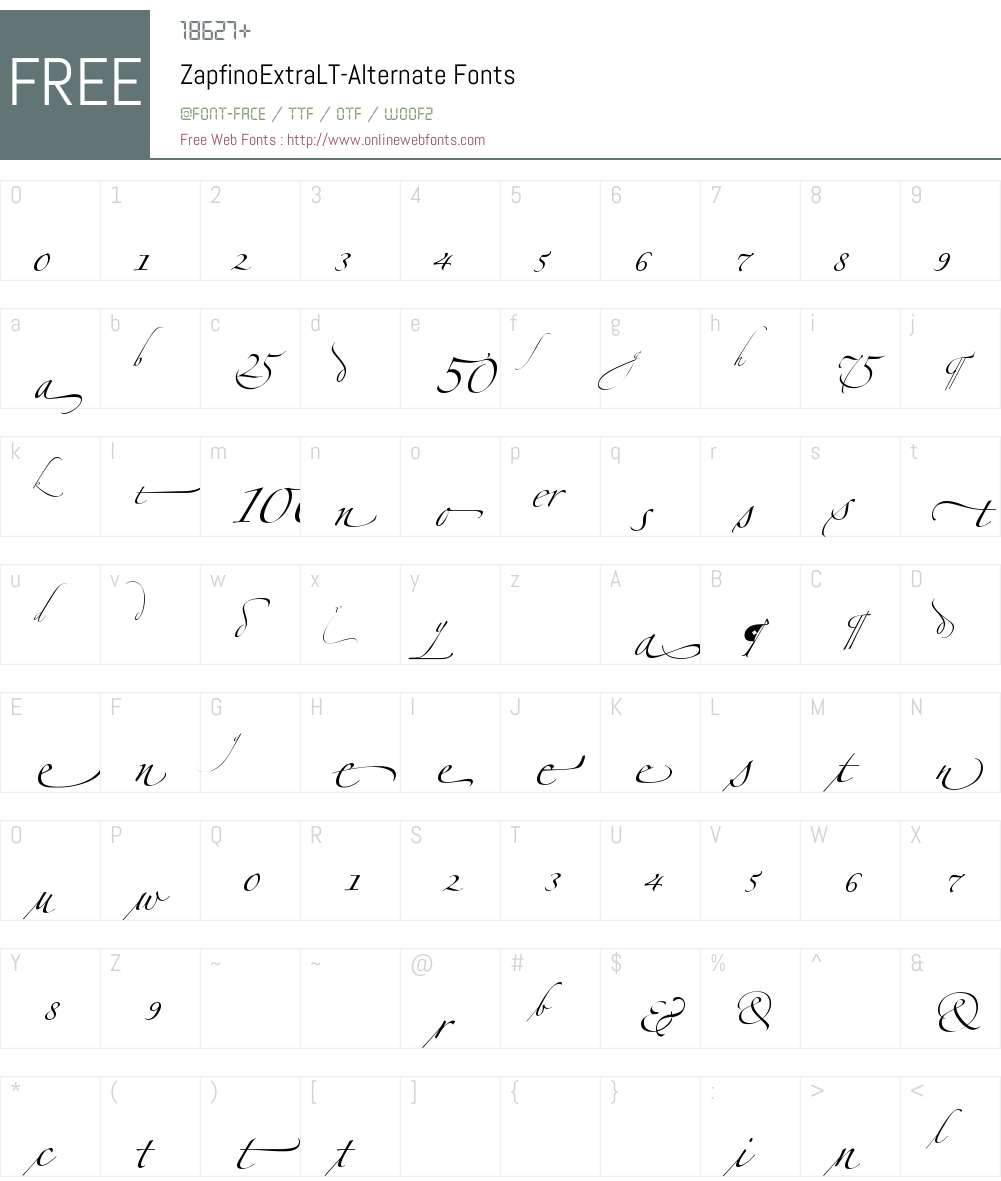 Zapfino Extra LT Alternate Font Screenshots