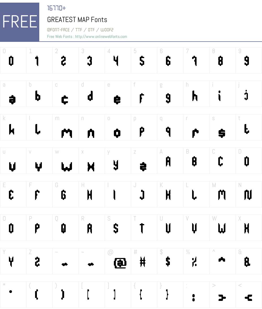 GREATEST MAP Font Screenshots