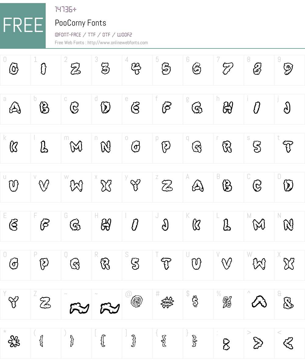 PooCorny Font Screenshots
