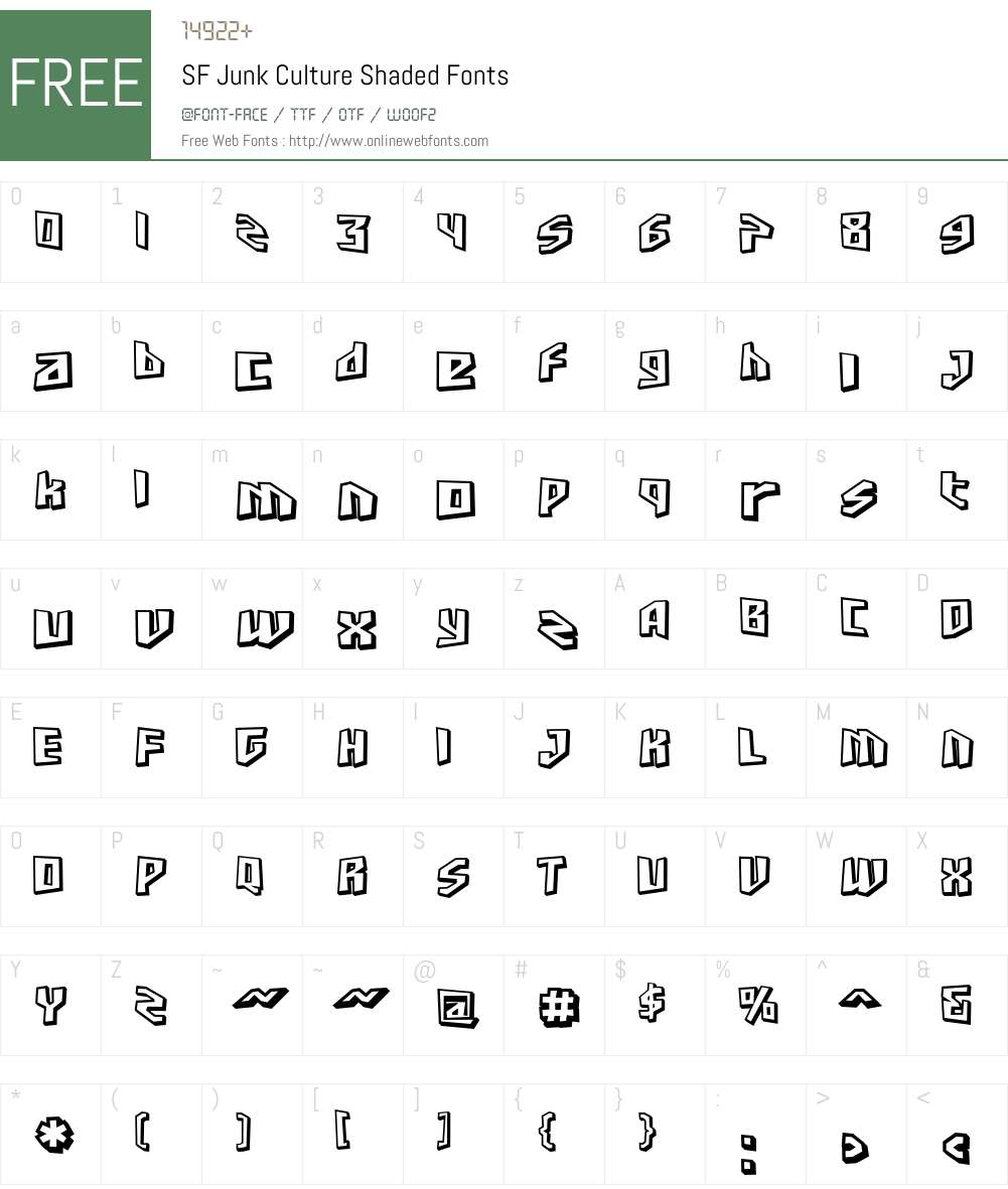 SF Junk Culture Shaded Font Screenshots
