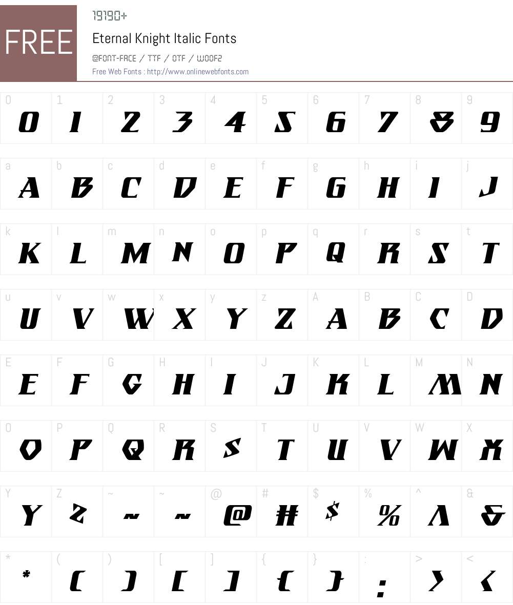 Eternal Knight Italic Font Screenshots